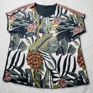 Rachel Cole Womens Multicolor Pineapple Leaves Tropical Print Top Size XL